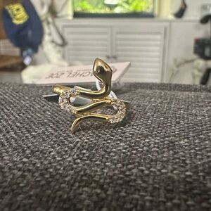 Rachel Zoe Sterling Silver Gold CZ Snake Ring 7